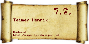 Teimer Henrik névjegykártya